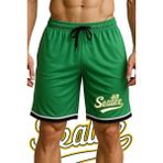 Top Glory Cepli Seattle Baskılı Basketbol Şortu Spor Şort - Yeşil - XL