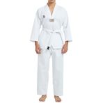 TOP GLORY Fitilli Beyaz Yaka Baskılı A30 Taekwondo Elbisesi Dobok TGBTEW23