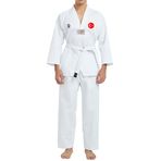 TOP GLORY Fitilli Beyaz Yaka Baskılı Taekwondo Elbisesi Dobok TGBTEW2
