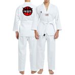 TOP GLORY (T1395) Fitilli Beyaz Yaka Baskılı A30 Taekwondo Elbisesi Dobok