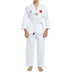 TOP GLORY (T1401) Fitilli Beyaz Yaka Baskılı Taekwondo Elbisesi Dobok