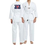 TOP GLORY (T1425) Fitilli Beyaz Yaka Baskılı A10 Taekwondo Elbisesi Dobok