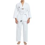 TOP GLORY (T1439) Beyaz Yaka Fitilli Basic Taekwondo Elbisesi Dobok