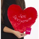Top Rock Store Seni Seviyorum Kalp Yastık Sevgiliye Kalpli Peluş Yastık - kırmızı - TEK EBAT