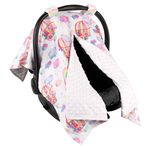 Top Tots Deluxe Minky Bebek Araba Koltuğu Kılıfı - Gökkuşağı Balon ve Bulutlar, 100 x 60 cm Beyaz