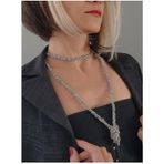Top Zincir Modüler Örme Çelik Zincir Uzun Konsept Silver Renk Kolye