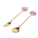 TOPBATHY 1 Takım Yemek Çatalı Küçük Tatlı Kaşığı Iştah Açıcı Pasta Çatalı Servis Kaşığı Küçük Çay Kaşığı Paslanmaz Çelik Kaşık Hassas Kaşıklar Çatal Kaşık Metal
