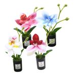 TOPBATHY 4 Adet Yapay Orkide Çiçekleri Bebek Evi Bitkisi Minyatür Bonsai Mini Saksı Bitkisi Çiçek Dekorasyon Noel Doğum Günü Hediyesi Kendin Yap
