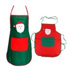 TOPBATHY Noel2 adet Noel Noel Baba Pişirme Önlüğü Yarım Gövde Önlüğü Kolsuz Servis Önlükleri Ev Restoran Kahve için Ev İşi Önlüğü (Kırmızı ve Yeşil)
