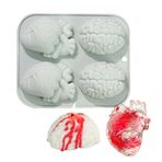 TOPBSFARNY 1 adet 3D İnsan Kalp ve Beyin Dondurma Mus Kalıpları, DIY Çikolatalı Puding Sabunu Aromaterapi, DIY Cadılar Bayramı Sürpriz Organ Silikon Fudge Kek Kalıbı