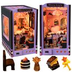 TOPBSFARNY DIY Minyatür Dollhouse Booknook Kiti, Sihirli Ev Kitap Nook Seti, 3D Ahşap Bulmaca Kitaplık Cadılar Bayramı için LED Işık ile Kitaplık Ekleme Dekor