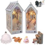 TOPBSFARNY Müzikal Hareketli Kendin Yap Oyuncak Bebek Evi, Düğün Tema Kitap Köşe Seti, İllüzyon Ayna Tasarımı, Booknook Kitaplık Masaüstü Dekor Modeli Yetişkinlere Uygun Düğün Hediyesi