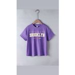 Topçu Bisiklet Yaka Brooklyn Baskılı Mor Unisex Çocuk T-shirt