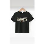 Topçu Bisiklet Yaka Brooklyn Baskılı Siyah Unisex Baskılı Çocuk T-shirt