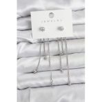 Topçuk Model Gümüş Renk Pirinç Sallantılı Kadın Küpe Seti - Tj-Bkp11468