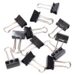 TopHomer 12 adet 25mm siyah katlanır klipler Metal bağlayıcı kağıt kelepçeleri Bulldog klipleri ofis, ev ve okul günlük kullanım için uygun