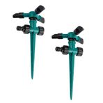TopHomer 2 adet otomatik çim su yağmurlama sistemi, 360° dönebilen bahçe yağmurlama, ayarlanabilir 3 kollu sulama sistemi, çim, fidanlık, çimen, sebzeler, çiçekler, bahçe, bitkiler için