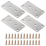 TopHomer 4 ADET Düz Tamir Düz Plakalar, Paslanmaz Çelik Sleeper Onarım Braketi Ağır Hizmet Raf Konnektörü Vidalar ile Ahşap Mobilya Sabitleme, 50*100mm