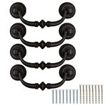 TopHomer 4 ADET Vintage Çekmece Çekme Kolları Antika Salıncak Çekme Halkası Vida Kiti Evrensel 12,5 cm Dolap Kapı Topuzları Yatak Odası Banyo Mutfak Dolabı Gardırop için [Demir Siyah]