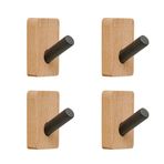 TopHomer 4 Paket Ahşap Palto Kancaları, Kendinden Yapışkanlı Duvar Kancaları, Palto Askısı Rafları, Su Geçirmez Ahşap Kanca, Delme Yapmaz, Duvar Kapısına Tek Düzenleyici, Havlu Şapka, Anahtarlar, Bornoz, Banyo Yatak Odası Dekoru, B