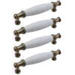 TopHomer 96 mm kapı kolları, 4'lü paket seramik mermer kapı kolu, vintage dolap kulpları, antika pruvalar, mobilya kapısı, mutfak dolabı, komodin, dolap, kapı, ahşap kapılar için çekme kulpları (A)