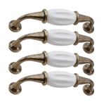 TopHomer 96 mm kapı kolları, 4'lü paket seramik mermer kapı kolu, vintage dolap kulpları, antika pruvalar, mobilya kapısı, mutfak dolabı, komodin, dolap, kapı, ahşap kapılar için çekme kulpları (B)
