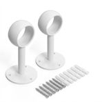 TopHomer Tavan Perdesi Direk Braketleri - 32 mm Kutup, Perde Direği Tutucu Braketleri Banyo Dolabı için Duvara Monte Perde Çubuğu Braketi (2, Beyaz-Maksimum 33 mm Direk)
