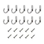 TopHomer Tekli Bornoz Kancaları Metal Kumaş Askı Duvara Monte Kanca Yatak Odası Banyo Mutfak için 10'lu Paket (Gümüş)