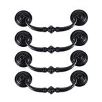 TopHomer Vintage dolap kulpu, 4 adet, 140 mm, çekmece kulpu, mutfak dolapları, dolap, çekme kolu, antik mobilya kapı kolu, yatak odası, elbise dolabı, komodin, çekmece, dolap için (demir siyahı)