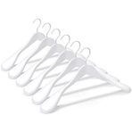 TOPIA HANGER Beyaz Ahşap Elbise Askısı 6'lı Paket, Ahşap Takım Elbise Askıları, Ekstra Geniş Omuzlu Parlak Kaplama, Kalın Beyaz Kancalar ve Kaymaz Çubuk, Mont, Takım Elbise, Elbise, Ceket, Ağır Kumaş