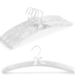 TOPIA HANGER Kadın Giysileri için Dolgulu Askılar, 43,18 cm Saten Askılar 5'li Paket Kalın Köpük Dolgulu Kazak, Kaban, Bluz, Elbiseler için Omuz Darbesi Yok-Beyaz, CT18W