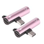 Topiky 2 ADET Type-C - 3,5 Mm Adaptör, 2'si 1 Arada Şarj ve Ses USB C - 3,5 Mm Kulaklık Adaptörü Dönüştürücü, Telefon Tablet Dizüstü Bilgisayar İçin (Pembe)