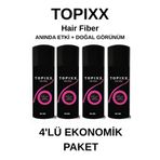 topixx hair fiber 50 Gr. 4'lü Ekonomik Set Saç Tozu Koyu Kahve/Dark Brown Saç Dolgunlaştırıcı Toz Topik