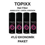 topixx hair fiber 50 Gr. 4'lü Ekonomik Set Saç Tozu Siyah/Black Saç Dolgunlaştırıcı Toz Topik
