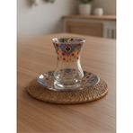 Topkapı 6 Kişilik Çay Seti, French Press Hediyeli, 9 Farklı Osmanlı Desenli Çay Bardağı Takımı (6, TOPKAPI KIRMIZI)