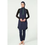 Toplamalı Spor Tesettür Mayo - Lacivert - 2XL