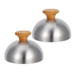 TOPPERFUN 2pcs Burger, Küçük Peynir Eritme Kubbesi Paslanmaz Çelik Gıda Kapağı Ağır Hizmet ızgara ızgara Aksesuarları Için Teppanyaki Barbekü Mutfak Gümüş