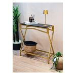 TOPRAK E-TİCARET Gold Dresuar Ahşap Raflı Metal Dekoratif Stand Çok Amaçlı Salon ve Hol Rafı