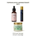 Topraklayıcı Aromaterapi Seti (30 ml + 10 ml + 75 gr) - Kök Çakra Yağı, Roll-On ve Soya Mum