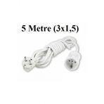 Topraklı Uzatma Seyyar Kablosu 5 Metre Tekli Priz 3x1,5 mm Seyyar Uzatma Kablosu