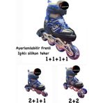 Toprock Store Toprockstore Işıklı Çocuk Pateni Ayarlanılabilir Alıştırma Tekerli Frenli Silikon Tekerli Metal Gövdeli Paten 34-37