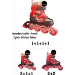 Toprockstore Işıklı Çocuk Pateni Ayarlanılabilir Alıştırma Tekerli Frenli Silikon Tekerli Metal Gövdeli Paten 30-33