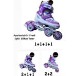 Toprockstore Işıklı Çocuk Pateni Ayarlanılabilir Alıştırma Tekerli Frenli Silikon Tekerli Metal Gövdeli Paten 38-41