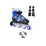 TOPROCKSTORE Işıklı Çocuk Pateni, Silikon Ayarlanabilir Teker, Metal Gövde, 34-37 Beden, Mavi, Koruma Seti Dahil