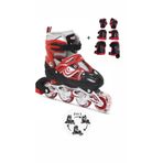 TOPROCKSTORE Işıklı Çocuk Pateni, Silikon Ayarlanabilir Teker, Metal Gövde, Unisex, Kırmızı, 38-41 Beden, Koruma Seti Dahil