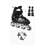 TOPROCKSTORE Işıklı Çocuk Pateni, Silikon Ayarlanabilir Teker, Metal Gövde, Unisex, Siyah, 30/33 Beden, Koruma Seti Dahil