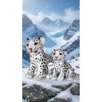 TOPROCKSTORE Sevimli Anne Baba ve Yavrusu Leopar Kaplanlar Peluş Oyuncak, Gerçekçi Camgöz, 25cm-35cm, Beyaz, Uyku Arkadaşı