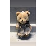 TOPROCKSTORE Sevimli Elbiseli Tulumlu Ayıcık Peluş Oyuncak Anahtarlık, 12 cm, Ekru