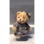 TOPROCKSTORE Sevimli Elbiseli Tulumlu Ayıcık Peluş Oyuncak Anahtarlık, 12 cm, Kahverengi