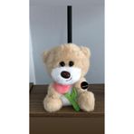 TOPROCKSTORE Sevimli Gül Tutan Ayıcık Peluş Oyuncak Anahtarlık, 15 cm, Bej, Unisex